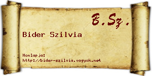 Bider Szilvia névjegykártya